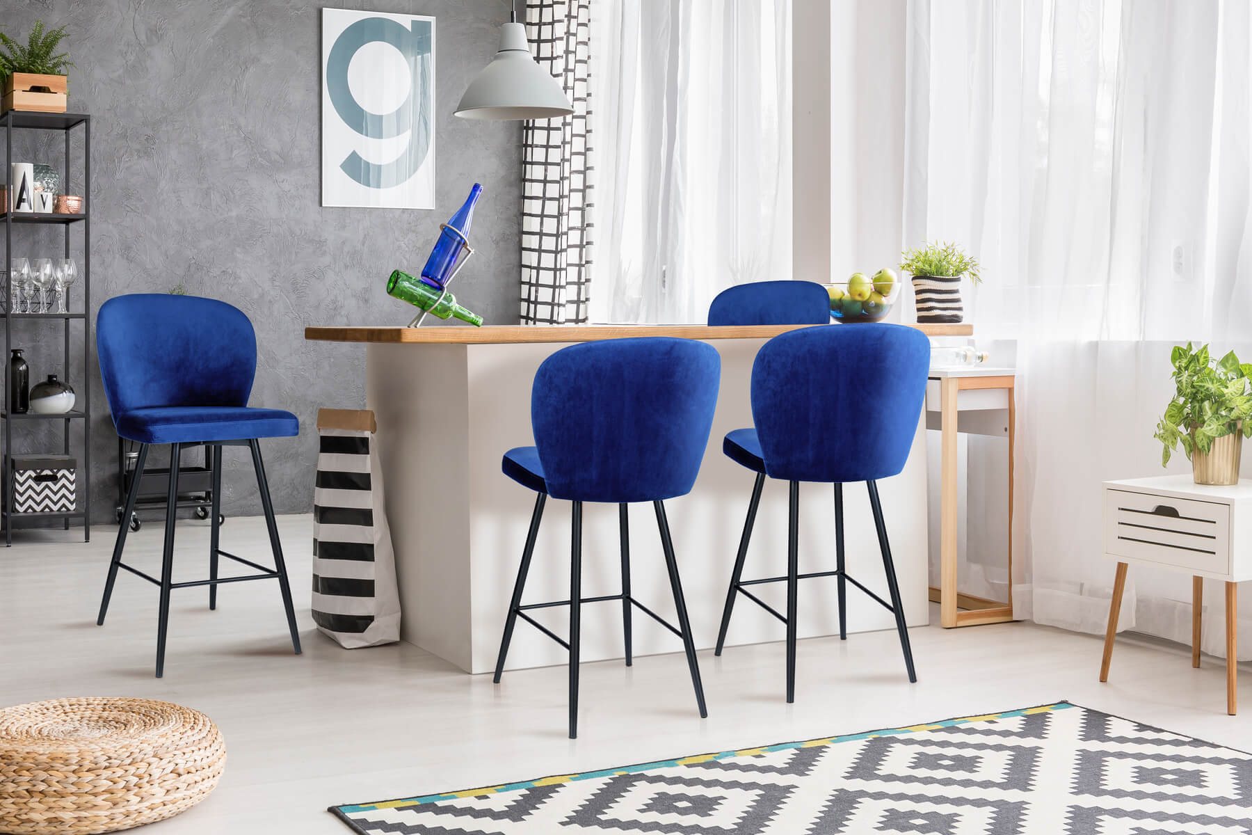 Hoker muszelka chabrowy magic velvet 2297 w kuchni 